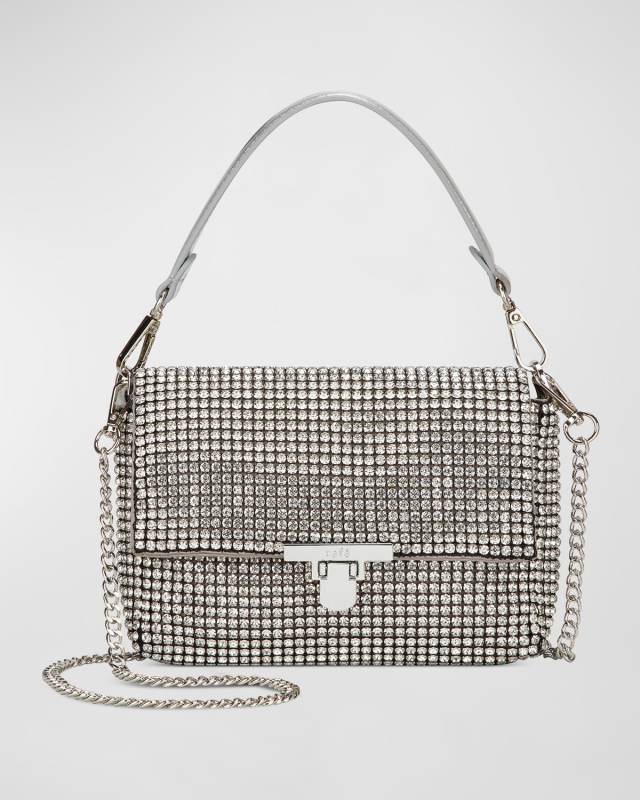 Sarita Crystal-Embellished Flap Clutch Bag